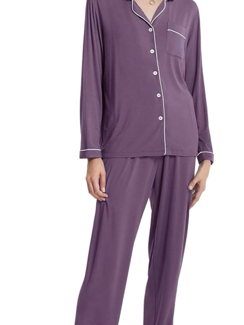 NEW-SIORO Women's Button Down Long Sleeve Super Soft Modal Lounge Pajama Set MD